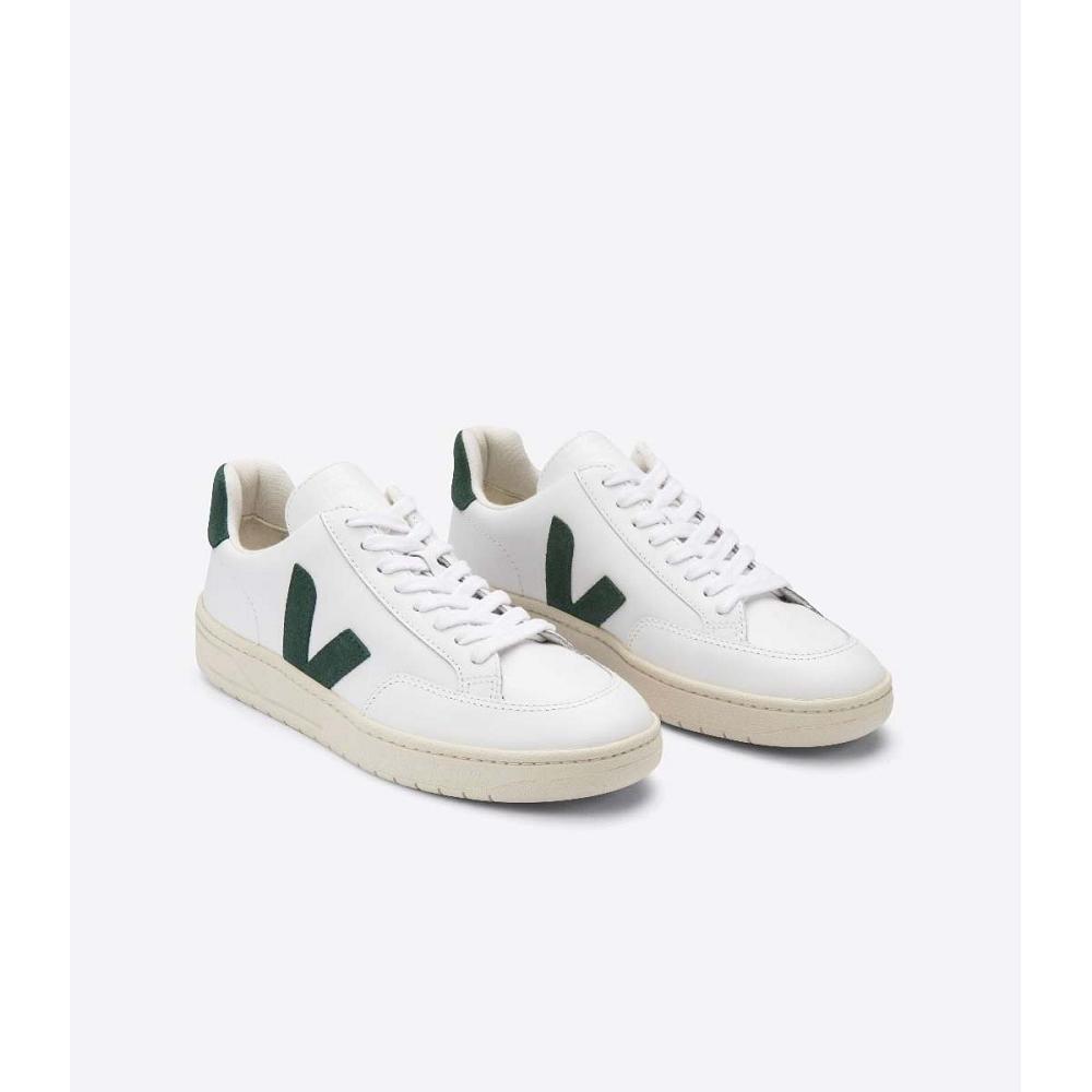 Αθλητικά Παπούτσια γυναικεια Veja V-12 LEATHER White/Green | GR 671KOR